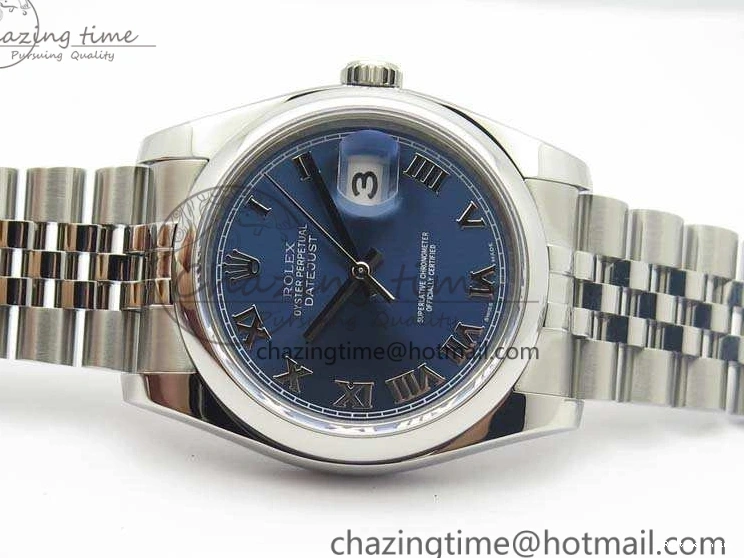 0201 DateJust 36mm SS 116200 ARF 1:1 Best Edition Blue Roman Dial On 904L SS Jubilee Bracelet SA GoodFit 3520
